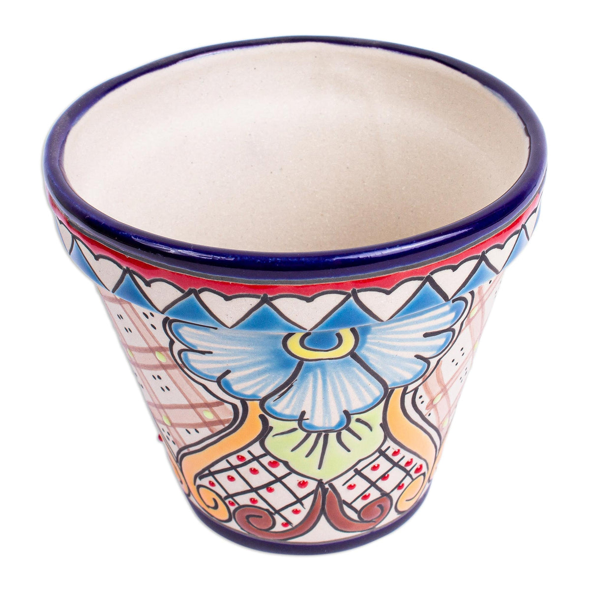 Talavera-Inspired Floral Ceramic Planter