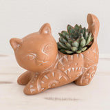 Stretching Cat Ceramic Planter