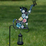 Floral Pet Silhouette Solar Lantern Stake