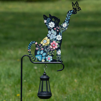 Floral Pet Silhouette Solar Lantern Stake