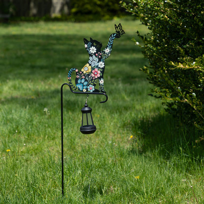 Floral Pet Silhouette Solar Lantern Stake